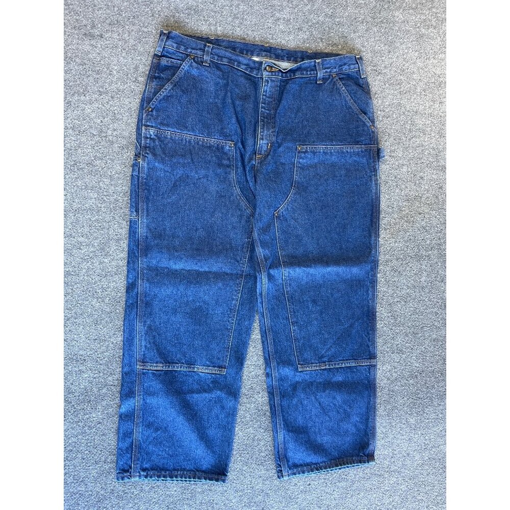 Carhartt Mens Loose Original Fit B73-DST Jeans 42x30 100% Cotton Denim Blue Made